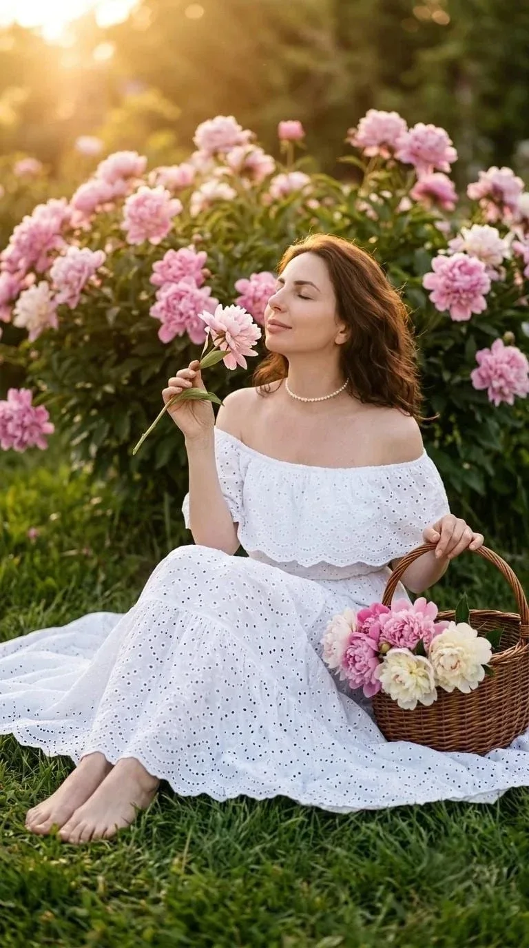 Пример фотообраза Пион и корзинка