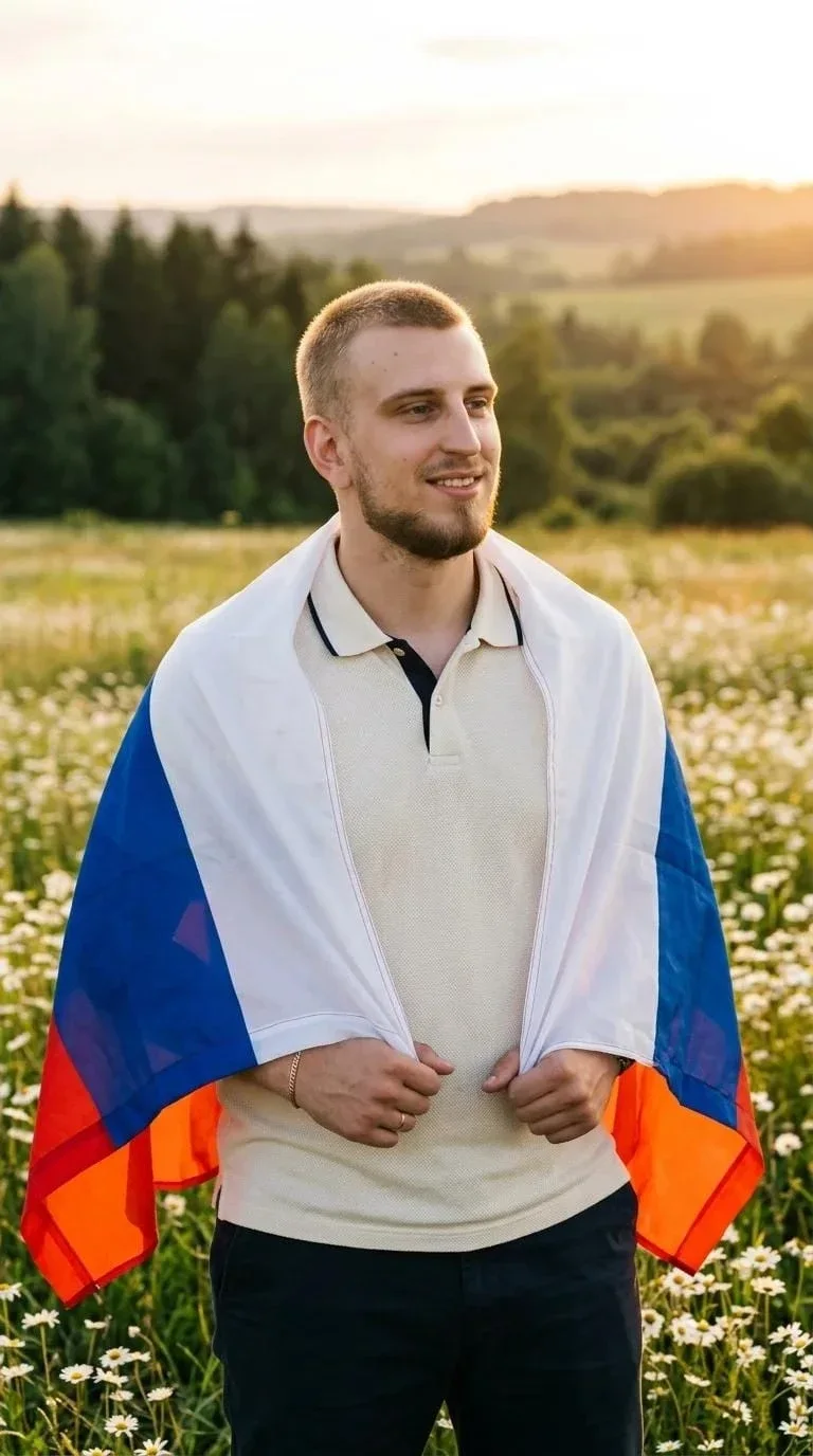Пример фотообраза Поле и флаг